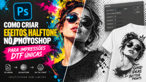 "Efeito halftone aplicado a uma imagem de arara no Photoshop para impressão DTF"